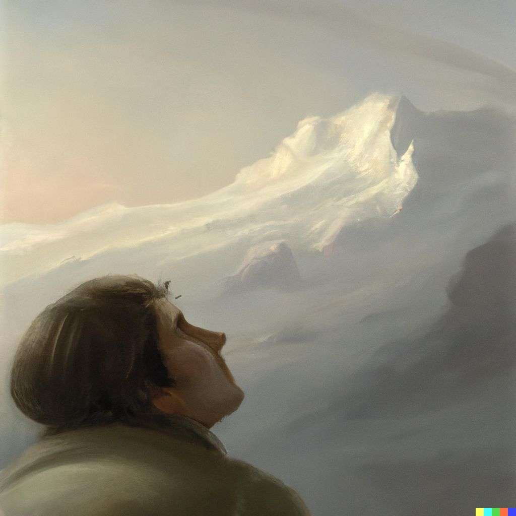 someone gazing at Mount Everest, painting by William-Adolphe Bouguereau